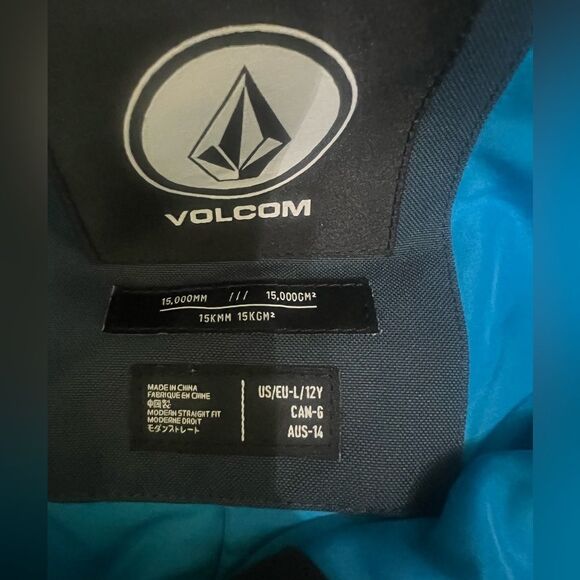 Boys Volcom cargo insulated pants straight leg size large teal winter activities - Picture 4 of 8